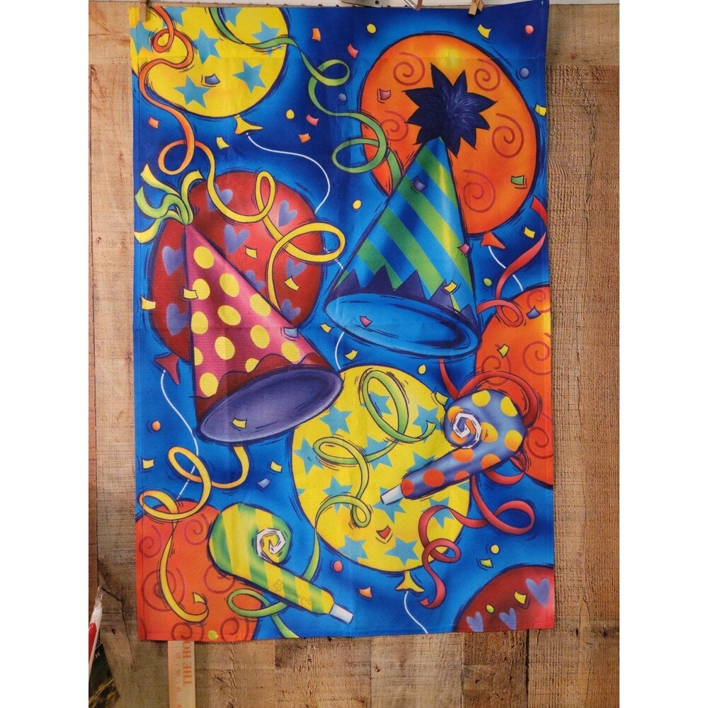 O' Bryant Toland 23" x 36" Celebrate House Flag. New Year's, Birthday.